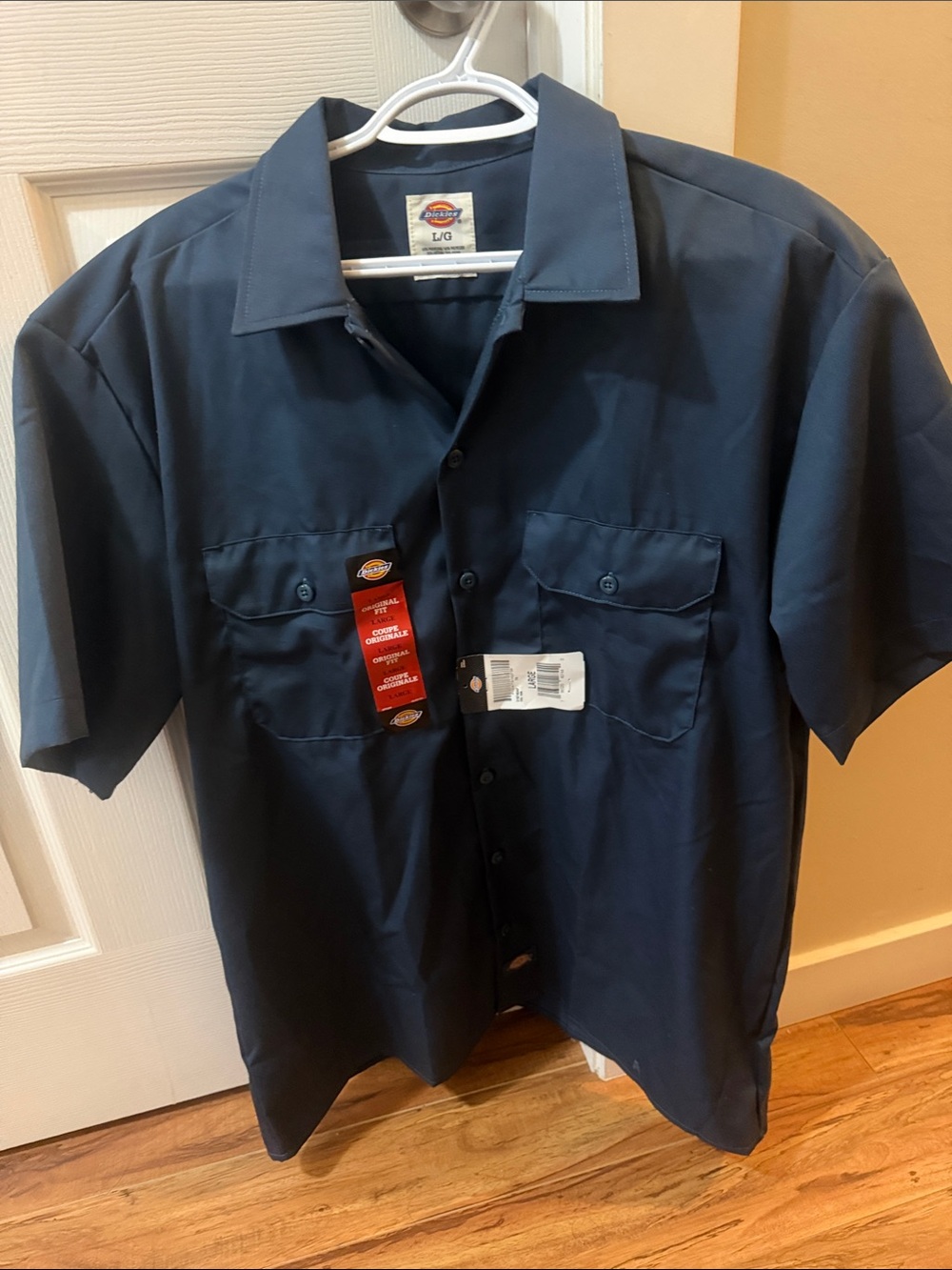 Dickies Men’s Dark Blue Short Sleeve Button-Down Work Shirt